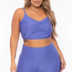 Curvy Sense Matching Sets Plus Size Larisa Textured Matching Set - Purple