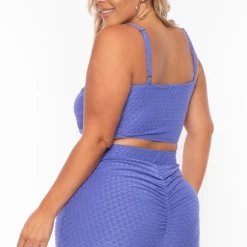 Curvy Sense Matching Sets Plus Size Larisa Textured Matching Set - Purple