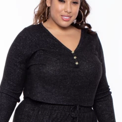 Curvy Sense Plus Size Mila Lounge Jogger Set - Black Matching Sets
