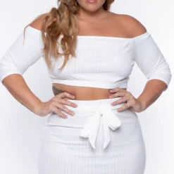 Curvy Sense Matching Sets Plus Size Off The Shoulder Matching Set - Ivory 11 Curvy Sense Matching Sets Plus Size Off The Shoulder Matching Set - Ivory