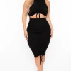 Curvy Sense Plus Size Sora Crop Top & Skirt Set - Black