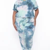 Curvy Sense Matching Sets Plus Size Stelle Tie Dye Crop Hoodie & Joggers Set - Green 2 Curvy Sense Matching Sets Plus Size Stelle Tie Dye Crop Hoodie & Joggers Set - Green