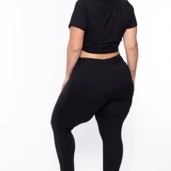 Curvy Sense Plus Size Sugar Tee And Leggings Set - Black