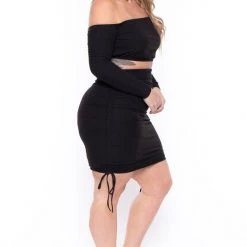 Curvy Sense Plus Size Tiffany Matching Skirt Set- Black Sets