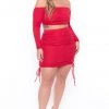 Curvy Sense Sets Plus Size Tiffany Matching Skirt Set- Red