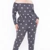 Curvy Sense Plus Size Zaira Starry Loungewear - Gray