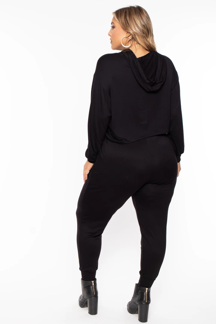 Curvy Sense Plus Size Rachel Hoodie & Jogger Set - Black Matching Sets 7 Curvy Sense Plus Size Rachel Hoodie & Jogger Set - Black Matching Sets