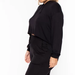 Curvy Sense Plus Size Rachel Hoodie & Jogger Set - Black Matching Sets 10 Curvy Sense Plus Size Rachel Hoodie & Jogger Set - Black Matching Sets