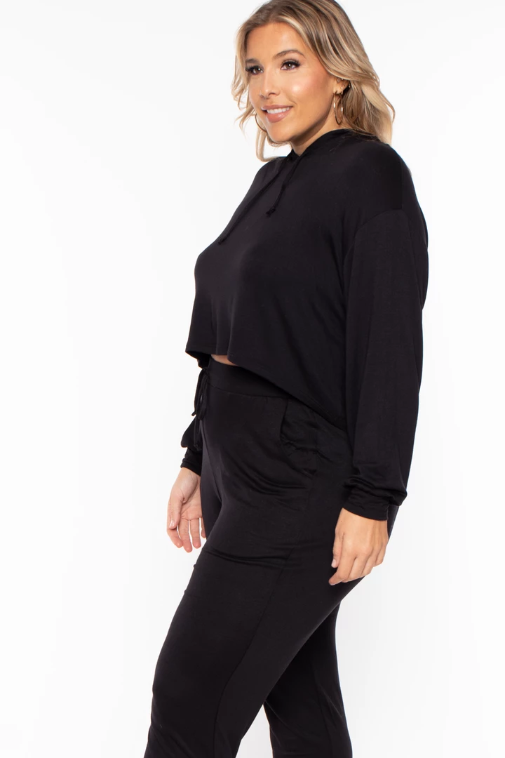 Curvy Sense Plus Size Rachel Hoodie & Jogger Set - Black Matching Sets 6 Curvy Sense Plus Size Rachel Hoodie & Jogger Set - Black Matching Sets