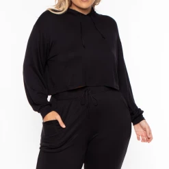 Curvy Sense Plus Size Rachel Hoodie & Jogger Set - Black Matching Sets 8 Curvy Sense Plus Size Rachel Hoodie & Jogger Set - Black Matching Sets
