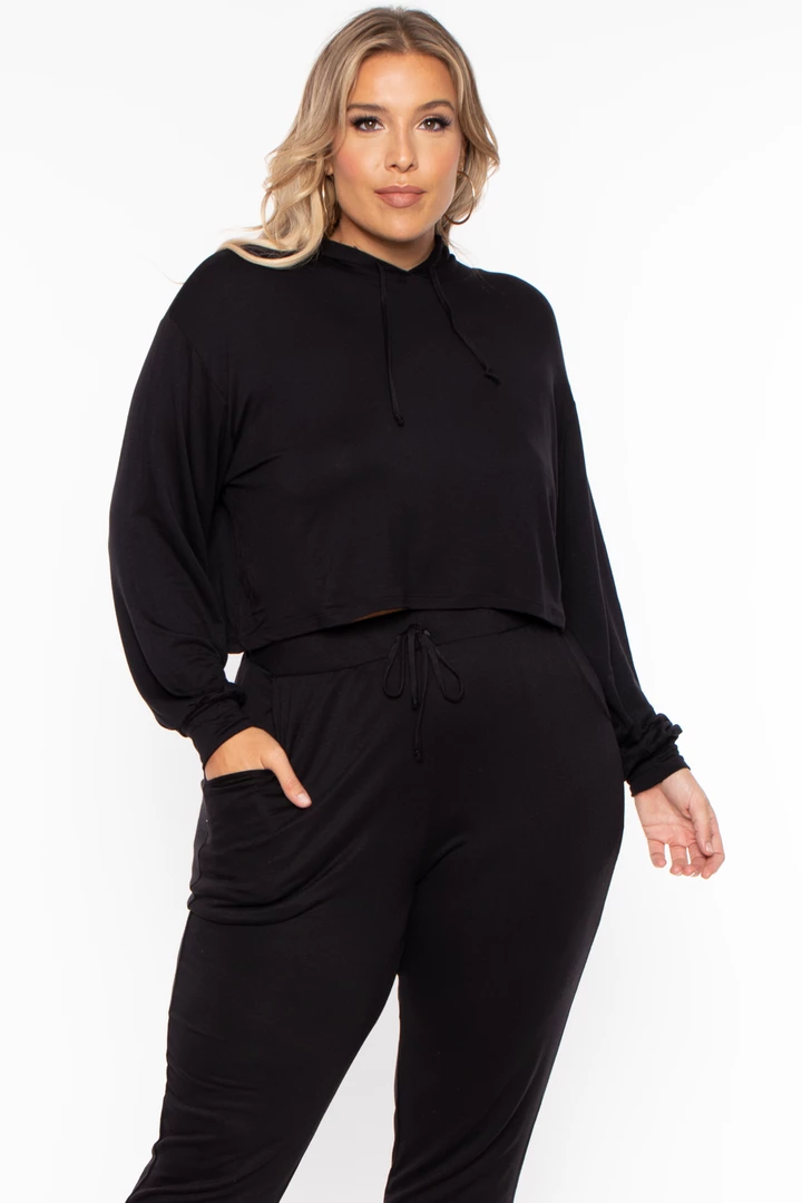 Curvy Sense Plus Size Rachel Hoodie & Jogger Set - Black Matching Sets 4 Curvy Sense Plus Size Rachel Hoodie & Jogger Set - Black Matching Sets