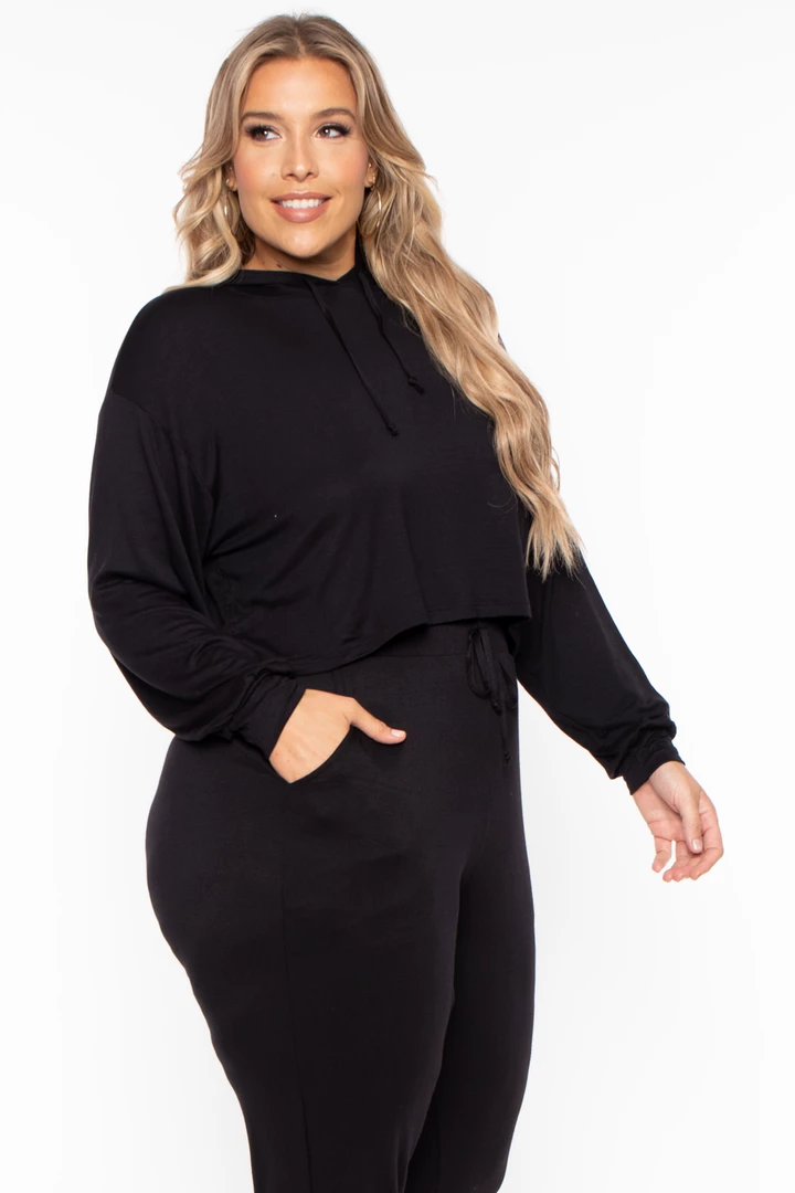 Curvy Sense Plus Size Rachel Hoodie & Jogger Set - Black Matching Sets 5 Curvy Sense Plus Size Rachel Hoodie & Jogger Set - Black Matching Sets