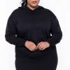 Curvy Sense Essential Mix Plus Size Essential Cropped Hoodie - Black