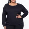 Curvy Sense Plus Size Essential Sweatshirt Pullover - Black