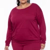 Curvy Sense Plus Size Essential Sweatshirt Pullover - Burgundy