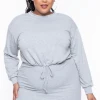 Curvy Sense Plus Size Essential Cropped Pullover Sweatshirt - Heather Grey