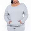 Curvy Sense Plus Size Essential Sweatshirt Pullover - Heather Grey Essential Mix