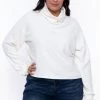 Curvy Sense Plus Size Elva Cowl Neck Faux Cashmere Sweater - Ivory Tops