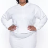 Curvy Sense Essential Mix Plus Size Essential Cropped Hoodie - Ivory