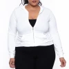Curvy Sense Essential Mix Plus Size Essential Cropped Zip-Up Hoodie - Ivory 2 Curvy Sense Essential Mix Plus Size Essential Cropped Zip-Up Hoodie - Ivory