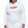 Curvy Sense Essential Mix Plus Size Essential Cut Out Hoodie - Ivory 1 Curvy Sense Essential Mix Plus Size Essential Cut Out Hoodie - Ivory