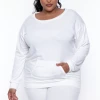 Curvy Sense Plus Size Essential Sweatshirt Pullover - Ivory