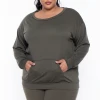 Curvy Sense Essential Mix Plus Size Essential Sweatshirt Pullover - Olive