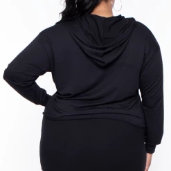 Curvy Sense Essential Mix Plus Size Essential Cropped Hoodie - Black 12 Curvy Sense Essential Mix Plus Size Essential Cropped Hoodie - Black