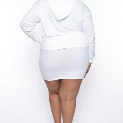 Curvy Sense Essential Mix Plus Size Essential Cropped Hoodie - Ivory