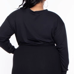 Curvy Sense Essential Mix Plus Size Essential Cropped Pullover Sweatshirt - Black
