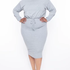 Curvy Sense Plus Size Essential Cropped Pullover Sweatshirt - Heather Grey