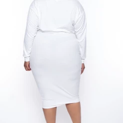 Curvy Sense Essential Mix Plus Size Essential Cropped Pullover Sweatshirt - Ivory