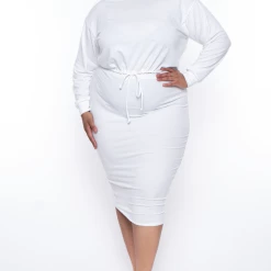 Curvy Sense Essential Mix Plus Size Essential Cropped Pullover Sweatshirt - Ivory