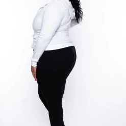 Curvy Sense Essential Mix Plus Size Essential Cropped Zip-Up Hoodie - Ivory 11 Curvy Sense Essential Mix Plus Size Essential Cropped Zip-Up Hoodie - Ivory