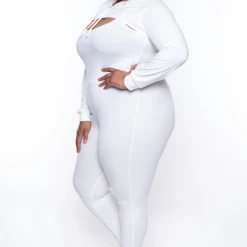 Curvy Sense Essential Mix Plus Size Essential Cut Out Hoodie - Ivory