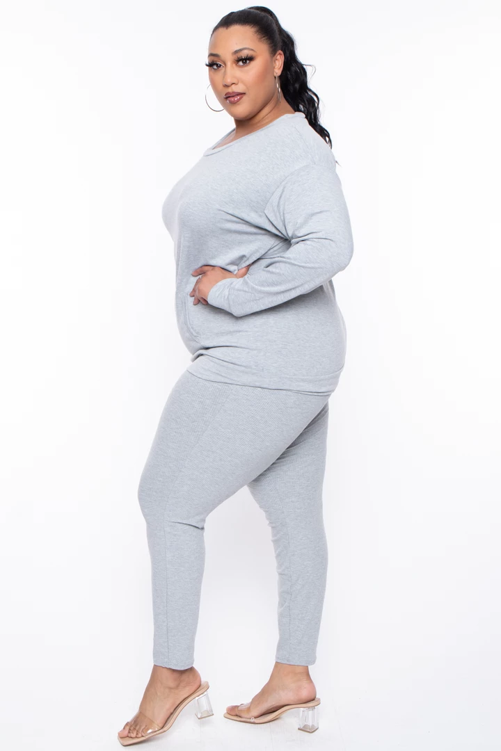 Curvy Sense Plus Size Essential Sweatshirt Pullover - Heather Grey Essential Mix 7 Curvy Sense Plus Size Essential Sweatshirt Pullover - Heather Grey Essential Mix