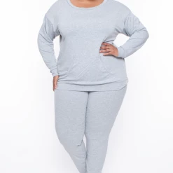 Curvy Sense Plus Size Essential Sweatshirt Pullover - Heather Grey Essential Mix 13 Curvy Sense Plus Size Essential Sweatshirt Pullover - Heather Grey Essential Mix
