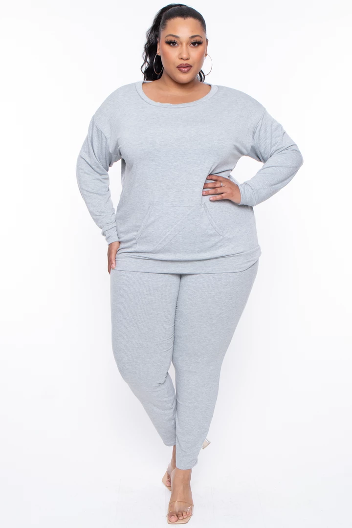 Curvy Sense Plus Size Essential Sweatshirt Pullover - Heather Grey Essential Mix 8 Curvy Sense Plus Size Essential Sweatshirt Pullover - Heather Grey Essential Mix