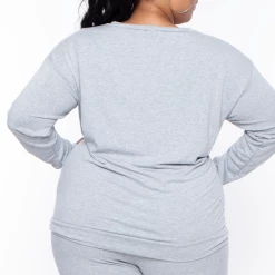Curvy Sense Plus Size Essential Sweatshirt Pullover - Heather Grey Essential Mix 10 Curvy Sense Plus Size Essential Sweatshirt Pullover - Heather Grey Essential Mix