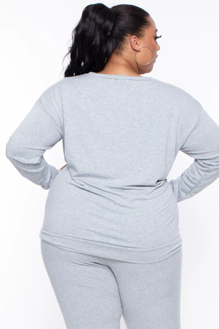 Curvy Sense Plus Size Essential Sweatshirt Pullover - Heather Grey Essential Mix 5 Curvy Sense Plus Size Essential Sweatshirt Pullover - Heather Grey Essential Mix