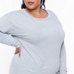 Curvy Sense Plus Size Essential Sweatshirt Pullover - Heather Grey Essential Mix 11 Curvy Sense Plus Size Essential Sweatshirt Pullover - Heather Grey Essential Mix