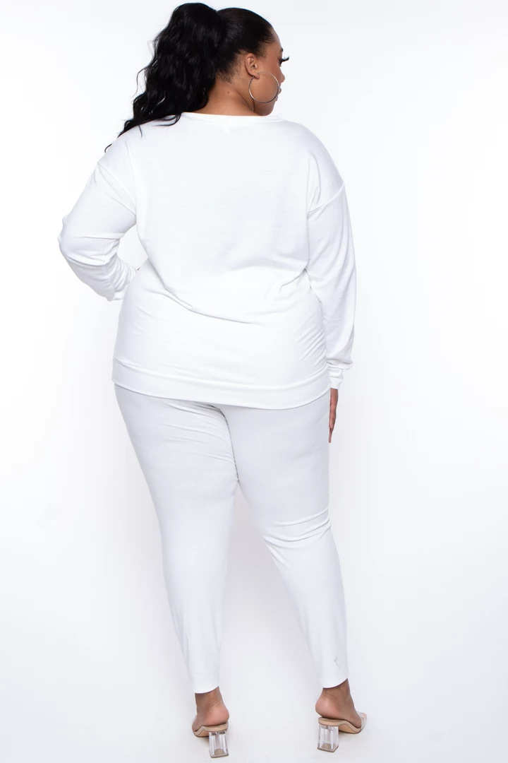Curvy Sense Plus Size Essential Sweatshirt Pullover - Ivory 7 Curvy Sense Plus Size Essential Sweatshirt Pullover - Ivory