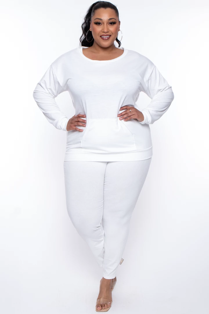 Curvy Sense Plus Size Essential Sweatshirt Pullover - Ivory 6 Curvy Sense Plus Size Essential Sweatshirt Pullover - Ivory