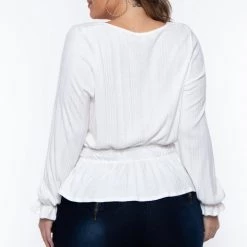 Curvy Sense Tops Plus Size Yara Faux Cashmere Sweater Knit - Ivory