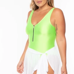 Curvy Sense Plus Size Mesh Cover-up Wrap Mini Skirt - White Swimwear