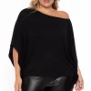 Curvy Sense Plus Size Off The Shoulder Top - Black Tops