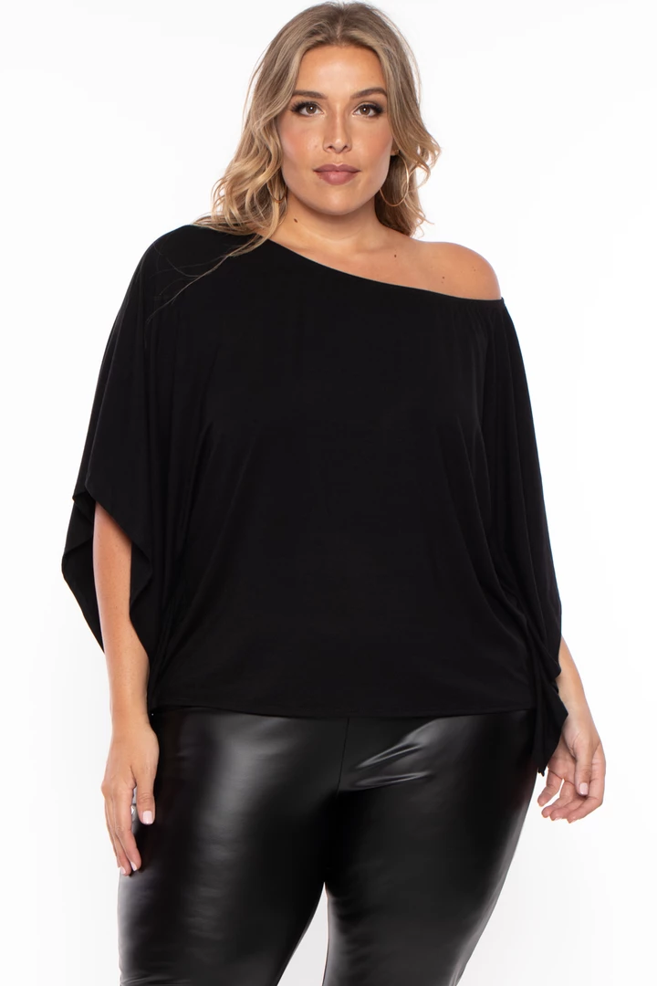 Curvy Sense Plus Size Off The Shoulder Top - Black Tops 3 Curvy Sense Plus Size Off The Shoulder Top - Black Tops