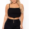 Curvy Sense Plus Size Pointy Ribbed Cami Top - Black 1 Curvy Sense Plus Size Pointy Ribbed Cami Top - Black