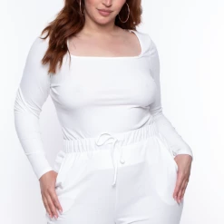 Curvy Sense Plus Size Essential Ribbed Top - Ivory Essential Mix