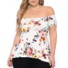 Curvy Sense Plus Size Nina Belted High-Low Top - Ivory Floral Tops 1 Curvy Sense Plus Size Nina Belted High-Low Top - Ivory Floral Tops